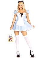 Alice im Wunderland, Kostüm-Kleid, Schnürung, großes Schleife, Puffärmel